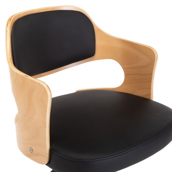 Pasukama valgomojo kėdė, juoda, lenkta mediena ir dirbtinė oda