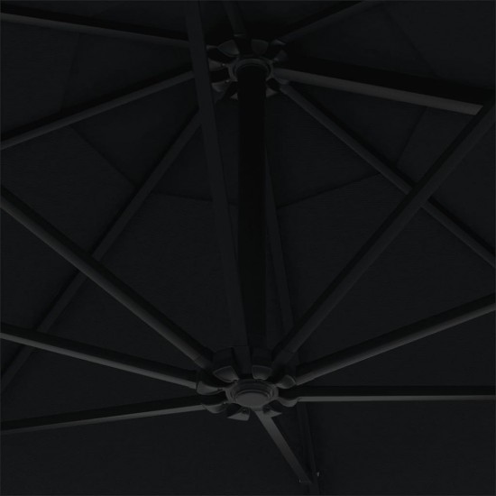 Montuojamas skėtis su metaliniu stulpu, juodas, 300cm