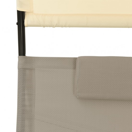 Dvivietis saulės gultas, taupe ir kreminis, tekstilenas