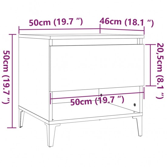 Šoninis staliukas, baltos spalvos, 50x46x50cm, mediena, blizgus