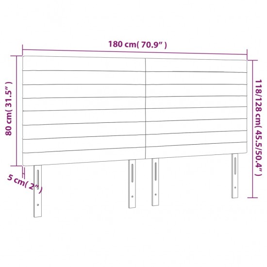 Galvūgalis su LED, juodos spalvos, 180x5x118/128cm, aksomas