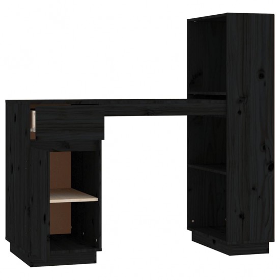 Rašomasis stalas, juodas, 110x53x117cm, pušies medienos masyvas