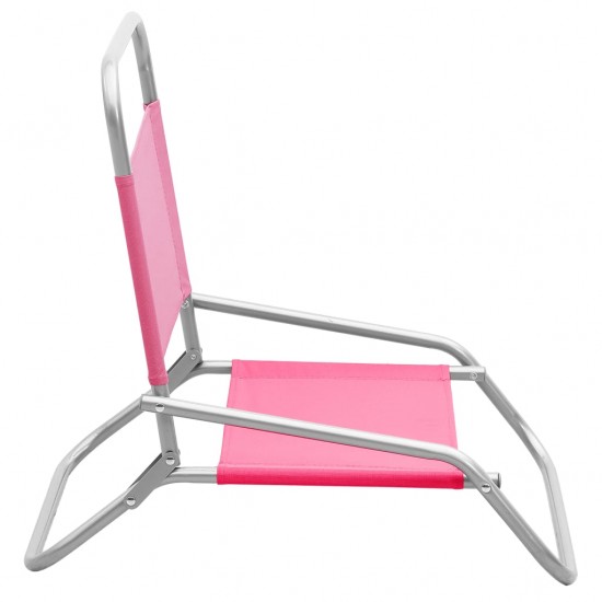 Sulankstomos paplūdimio kėdės, 2vnt., rožinės spalvos, audinys