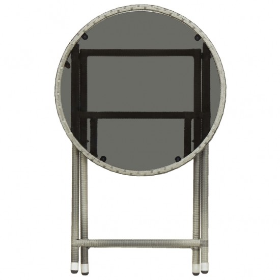 Arbatos staliukas, pilkas, 60cm, poliratanas ir grūdintas stiklas