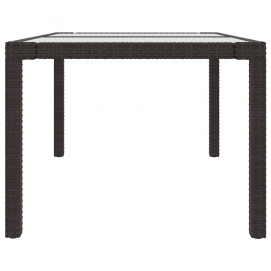 Sodo stalas, rudas, 150x90x75cm, grūdintas stiklas/poliratanas
