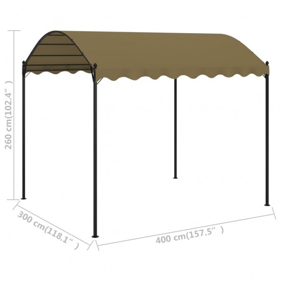 Pavėsinė, taupe spalvos, 4x3x2,6m, 180g/m²