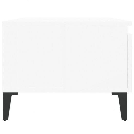 Šoniniai staliukai, 2vnt., balti, 50x46x35cm, mediena, blizgūs