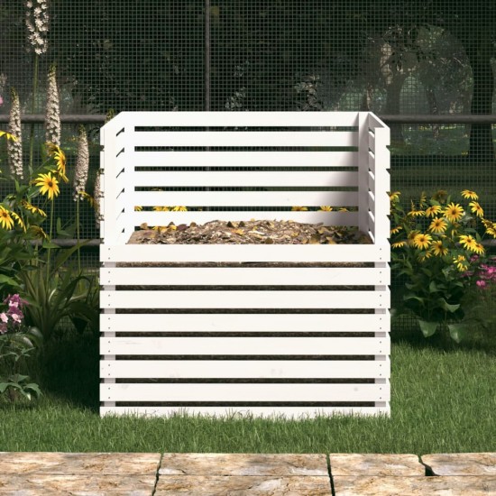 Komposto dėžė, balta, 100x100x102cm, pušies medienos masyvas