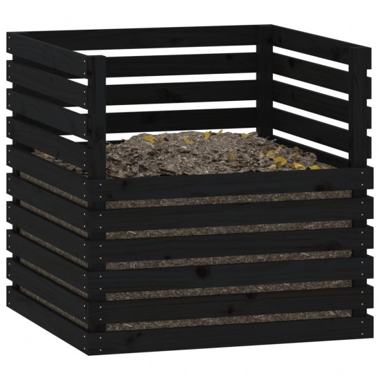 Komposto dėžė, juoda, 80x80x78cm, pušies medienos masyvas