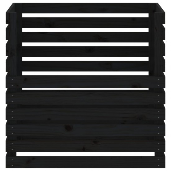 Komposto dėžė, juoda, 80x80x78cm, pušies medienos masyvas