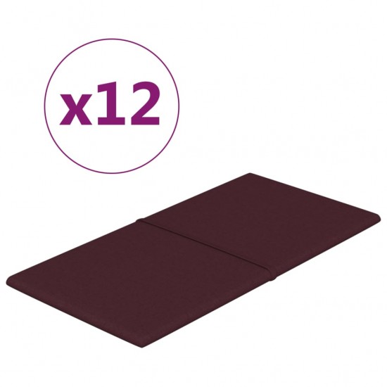 Sienų plokštės, 12vnt., violetinės, 60x30cm, audinys, 2,16m²