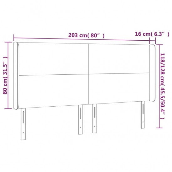 Galvūgalis su LED, juodos spalvos, 203x16x118/128cm, audinys