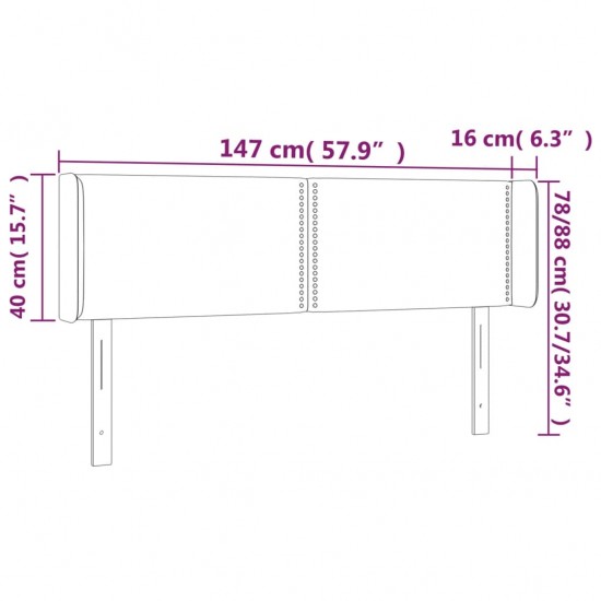 Galvūgalis su LED, mėlynos spalvos, 147x16x78/88cm, audinys