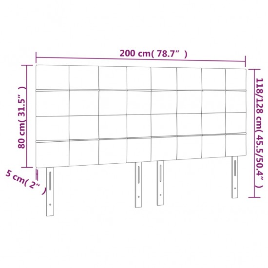 Galvūgalis su LED, rožinės spalvos, 200x5x118/128cm, aksomas