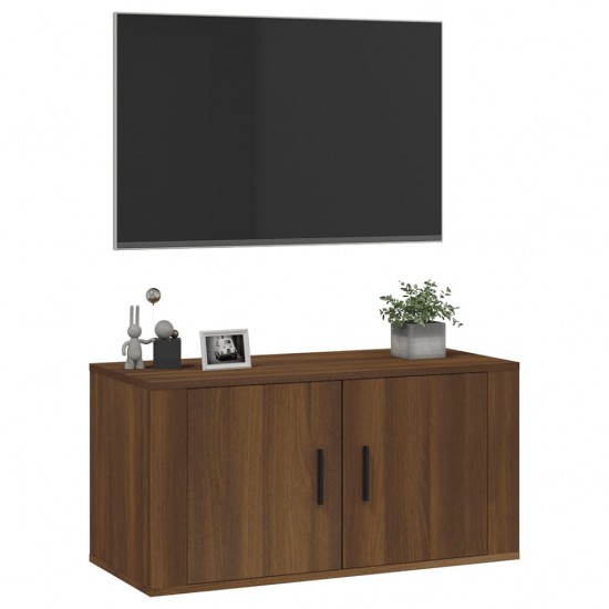 Sieninė televizoriaus spintelė, ruda ąžuolo, 80x34,5x40cm