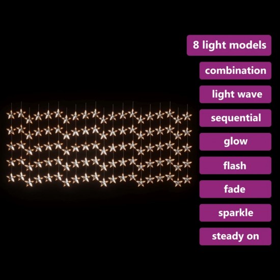 LED žvaigždžių užuolaida, 500 šiltų baltų LED lempučių