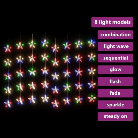 LED žvaigždžių užuolaida, 200 spalvotų LED lempučių