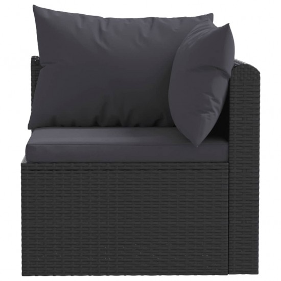 Sodo baldų komplektas su pagalvėmis, 9 dalių, juodas, ratanas