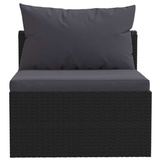 Sodo baldų komplektas su pagalvėmis, 9 dalių, juodas, ratanas
