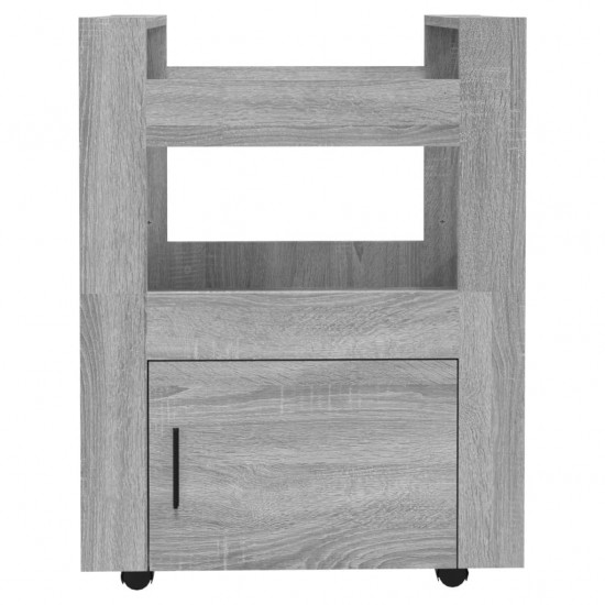 Virtuvės vežimėlis, pilkas ąžuolo, 60x45x80cm, apdirbta mediena