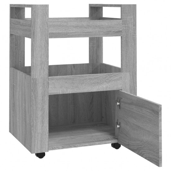 Virtuvės vežimėlis, pilkas ąžuolo, 60x45x80cm, apdirbta mediena