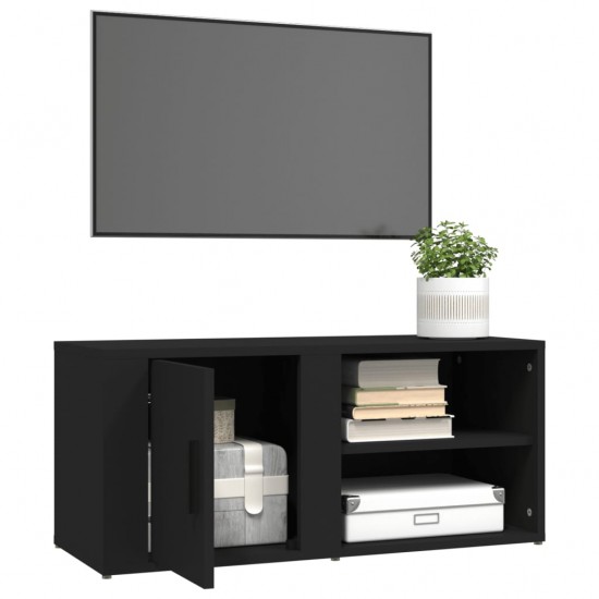 Televizoriaus spintelės, 2vnt., juodos, 80x31,5x36cm, mediena
