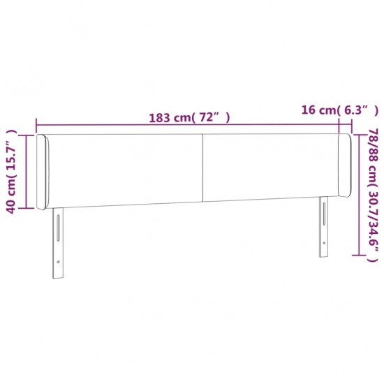 Galvūgalis su LED, mėlynos spalvos, 183x16x78/88cm, audinys