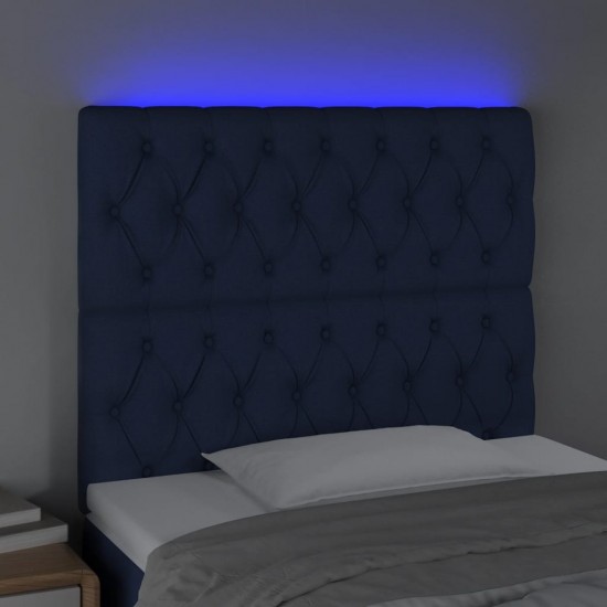 Galvūgalis su LED, mėlynos spalvos, 100x7x118/128cm, audinys