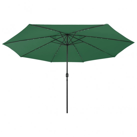 Lauko skėtis su LED ir metaliniu stulpu, žalias, 400cm