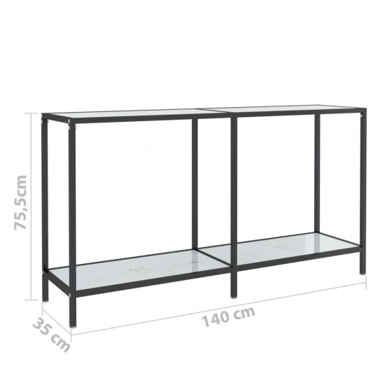 Konsolinis staliukas, baltas, 140x35x75,5cm, grūdintas stiklas