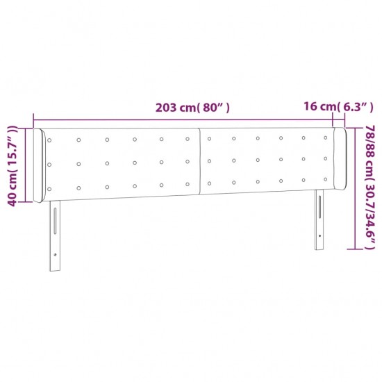 Galvūgalis su LED, mėlynos spalvos, 203x16x78/88cm, audinys