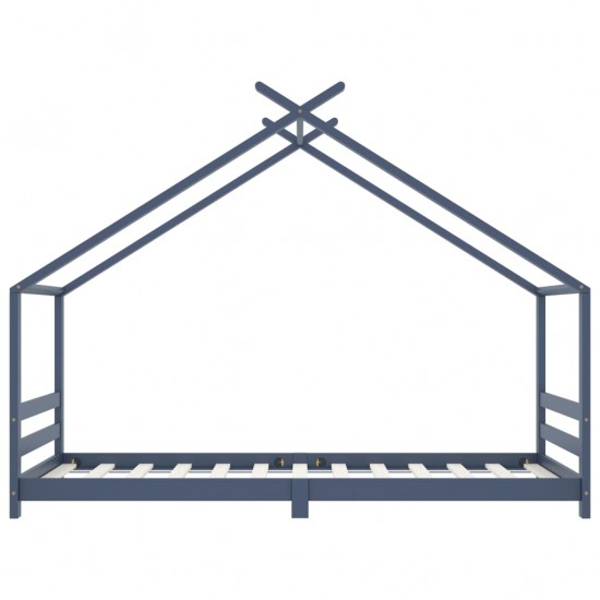 Vaikiškas lovos rėmas, pilkos spalvos, 90x200cm, pušies masyvas