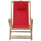 Atlošiama poilsio kėdė, raudonos spalvos, bambukas ir audinys