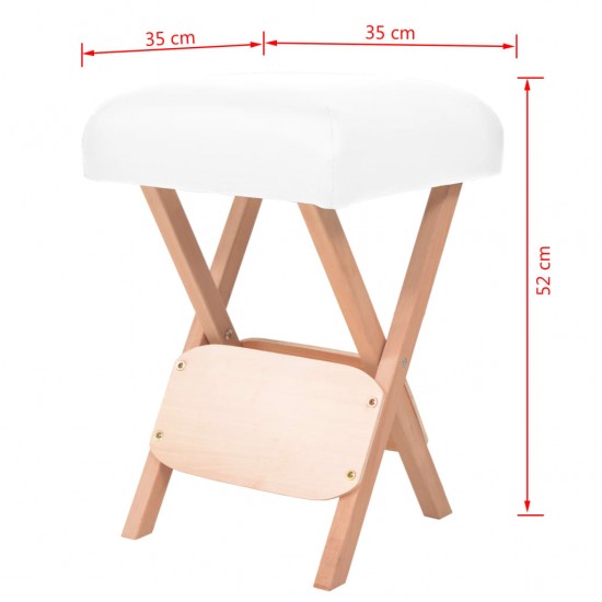 Taburetė masažui, balta, su 12cm storio sėdyne ir 2 atramomis