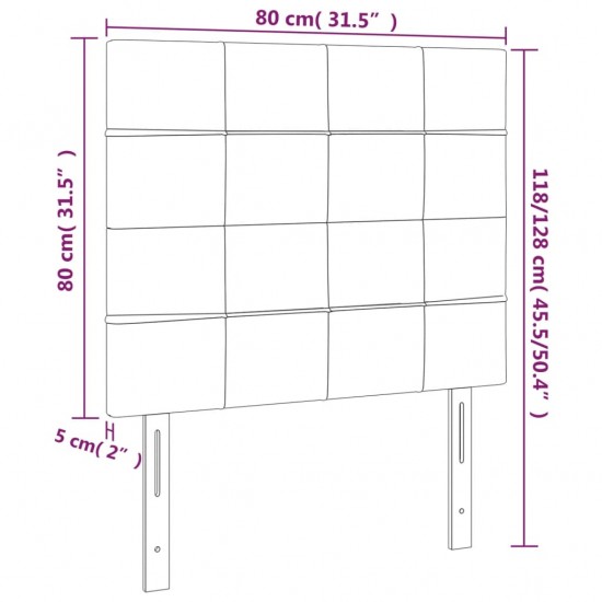 Galvūgalis su LED, šviesiai pilkas, 80x5x118/128cm, aksomas