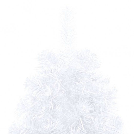 Dirbtinė pusinė Kalėdų eglutė su LED/žaisliukais, balta, 150cm