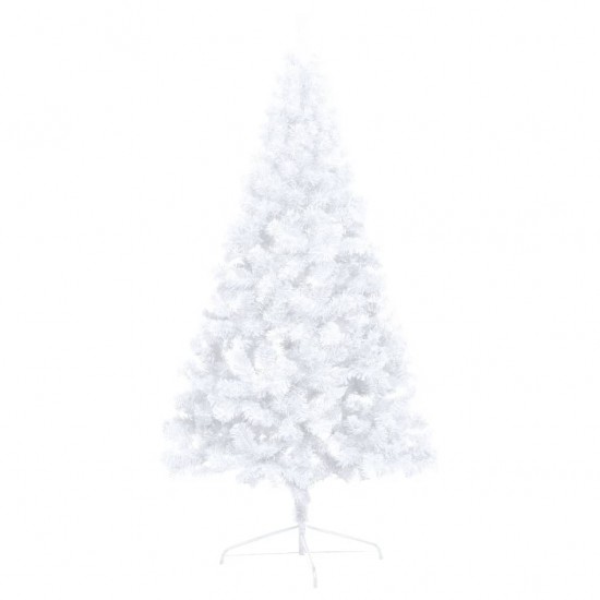Dirbtinė pusinė Kalėdų eglutė su LED/žaisliukais, balta, 150cm