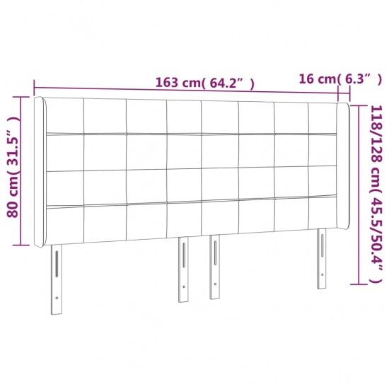 Galvūgalis su LED, šviesiai pilkas, 163x16x118/128cm, aksomas