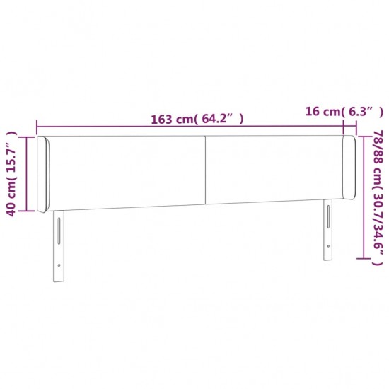 Galvūgalis su LED, mėlynos spalvos, 163x16x78/88cm, audinys