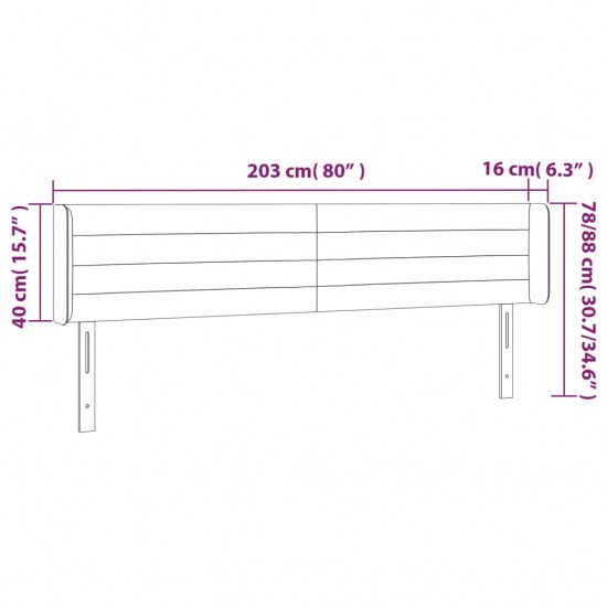 Galvūgalis su LED, mėlynos spalvos, 203x16x78/88cm, audinys