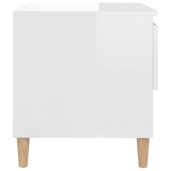 Naktinis staliukas, baltas, 50x46x50cm, mediena, blizgus
