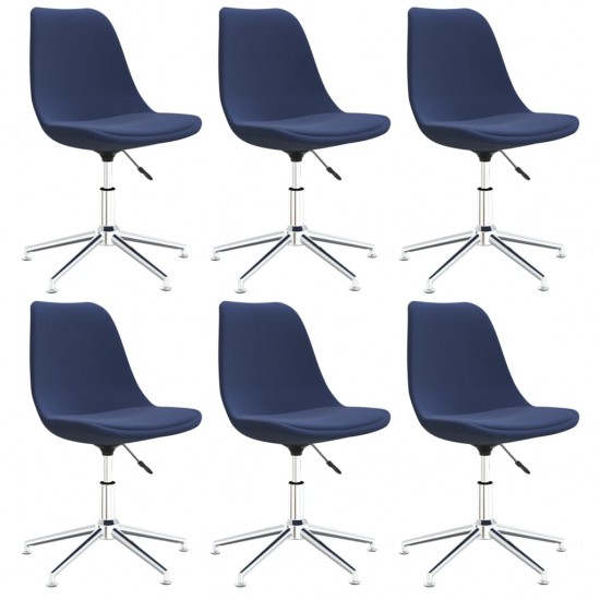 Valgomojo kėdės, 6 vnt., mėlynos spalvos, audinys, pasukamos