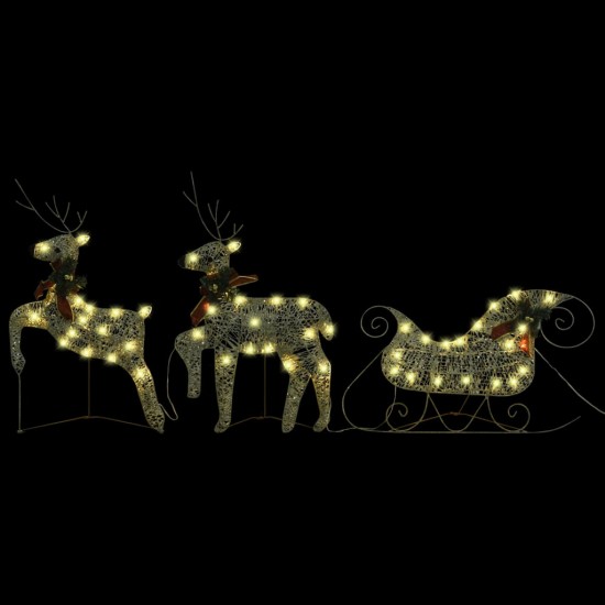 Kalėdų dekoracija elniai ir rogės, auksinės spalvos, 100 LED