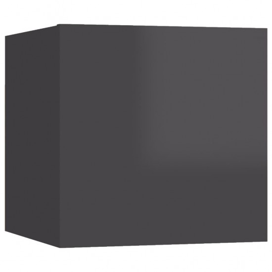 Sieninės TV spintelės, 4vnt., pilkos, 30,5x30x30cm, blizgios