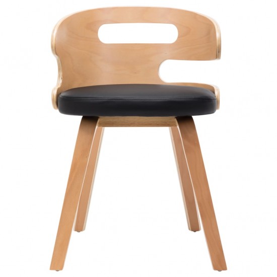 Valgomojo kėdės, 2vnt., juodos, išlenkta mediena, dirbtinė oda
