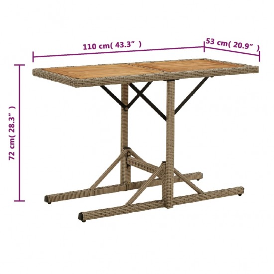 Sodo stalas, smėlio spalvos, akacijos mediena ir poliratanas