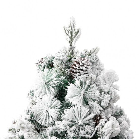Kalėdų eglutė su sniegu/LED/kankorėžiais, 195cm, PVC ir PE
