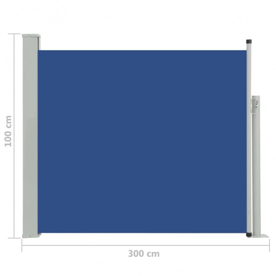 Ištraukiama šoninė kiemo pertvara, mėlynos spalvos, 100x300cm