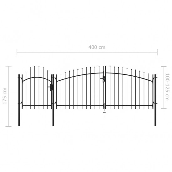 Sodo vartai, juodos spalvos, 1,75x4m, plienas