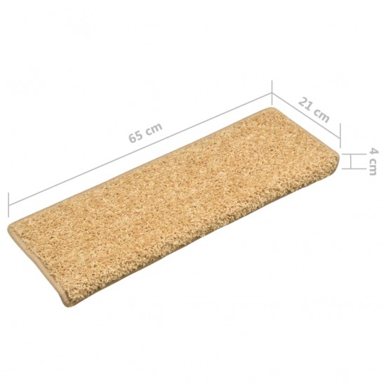 Laiptų kilimėliai, 10vnt., smėlio spalvos, 65x21x4cm